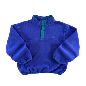 Vintage L.L. Bean Henley Snap Fleece Sweater Men's Small Purple Outdoors USA